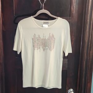 Cream Sequin Women's Tee